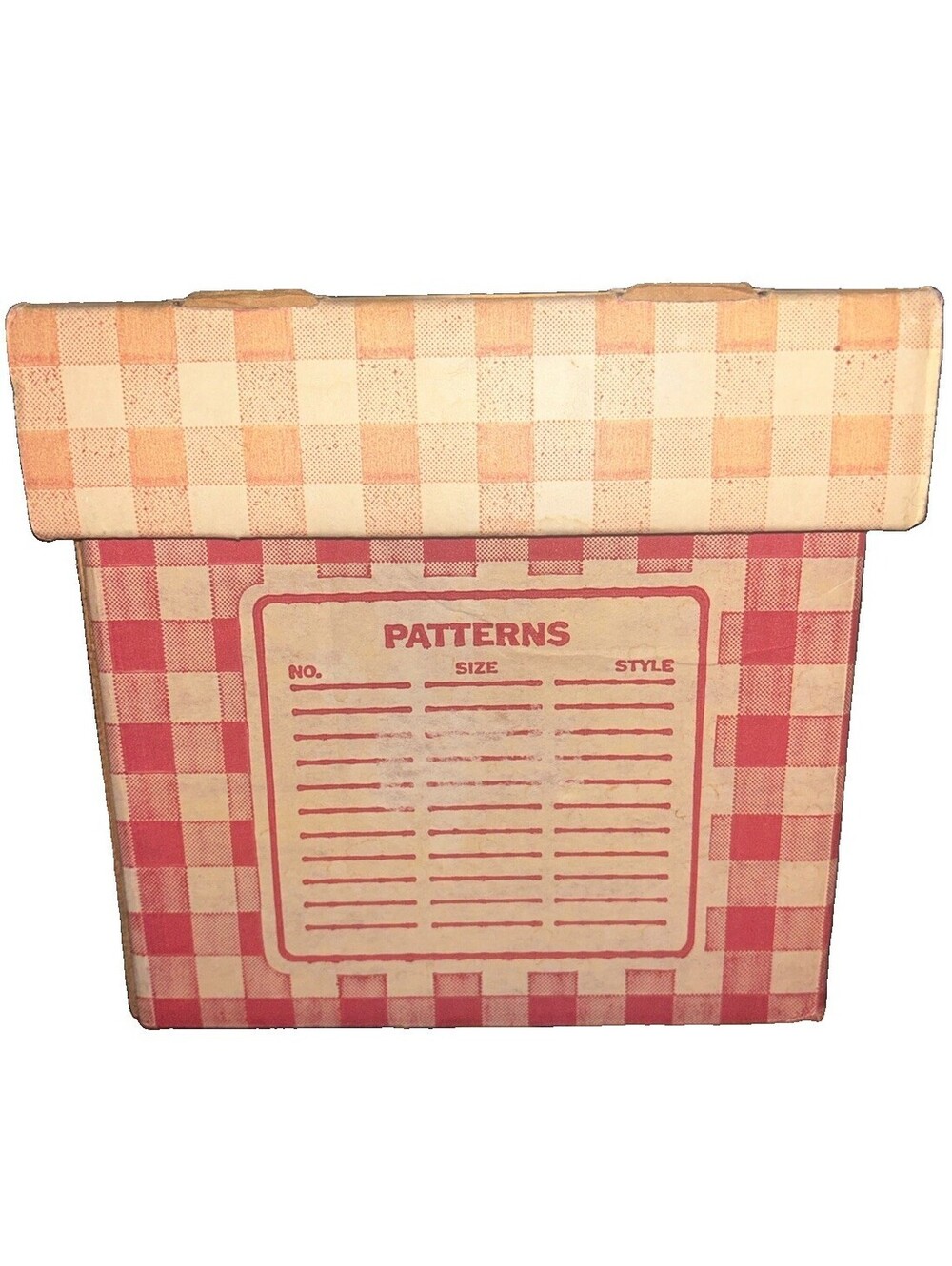Vintage Lone Star Company Red and Cream Checkered Cardboard Pattern Storage Box